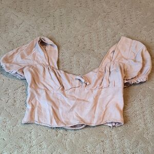 Urban Outfitters Light Pink Puff Sleeve Blouse